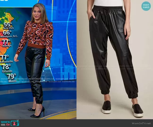 Elie Tahari Vegan Leather Jogger worn by Ginger Zee on Good Morning America