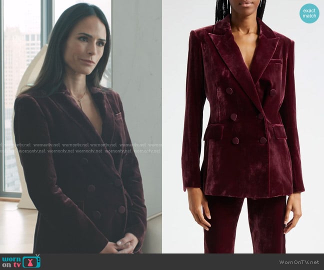 Veronica Beard Elliette Dickey Jacket in Wine worn by Chloe (Jordana Brewster) on Elsbeth