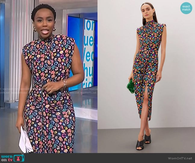 Essentiel Antwerp Eclectica Printed Dress worn by Zinhle Essamuah on NBC News Daily