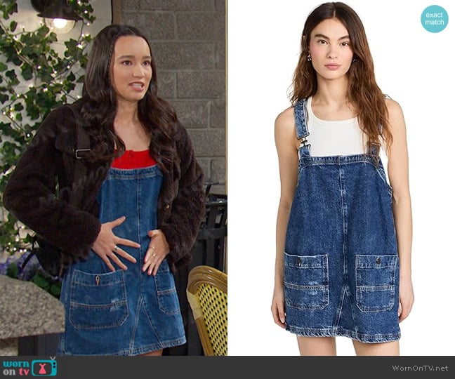 Free People Cotton Overall Smock Mini Dress worn by Sophia Choi (Rachel Boyd) on Days of our Lives