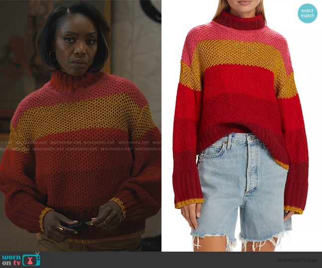 Farm Rio Striped Knit Sweater worn by Helen Decatur (Heather Headley) on Sweet Magnolias