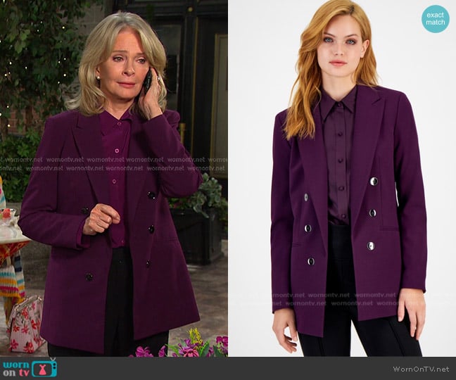 Bar III Faux Double-Breasted Boyfriend Jacket worn by Marlena Evans (Deidre Hall) on Days of our Lives