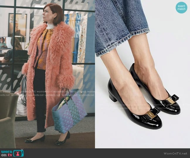 Ferragamo Vara Patent Leather Pumps worn by Elsbeth Tascioni (Carrie Preston) on Elsbeth