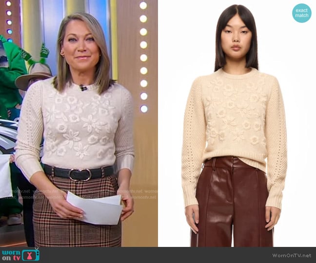 Jason Wu Collective Floral Sweater worn by Ginger Zee on Good Morning America