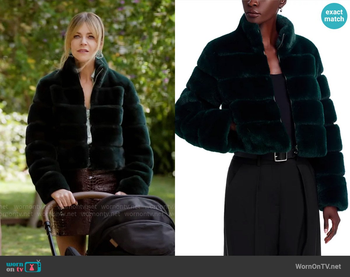 Morgan’s green fur jacket on High Potential