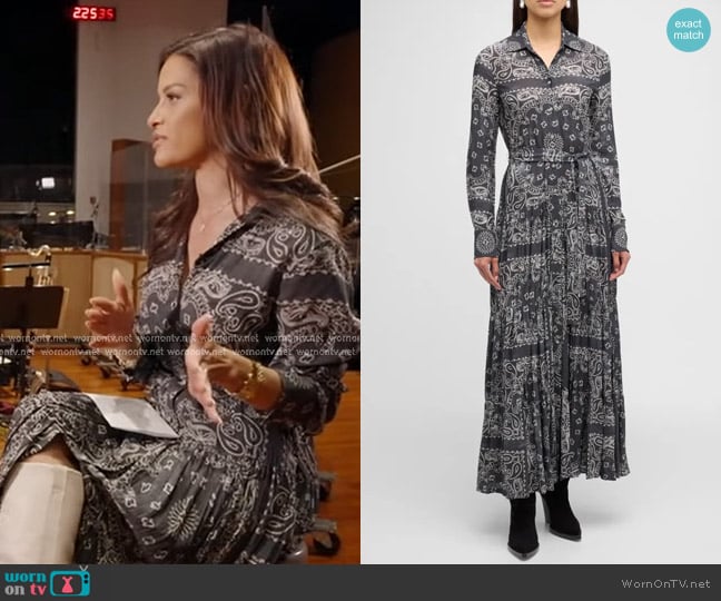 Golden Goose Bandana Print Maxi Shirtdress in Anthracite worn by Rocsi Diaz on Good Morning America