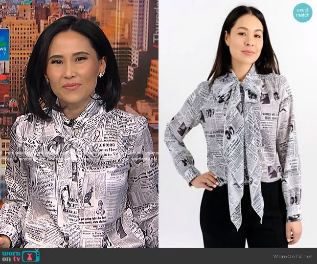 Gravitas New York Marvel Bow Blouse worn by Vicky Nguyen on NBC News Daily