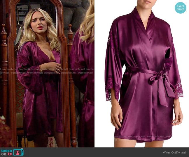 In Bloom by Jonquil Geneva Lace Trim Short Robe worn by Holly Jonas (Ashley Puzemis) on Days of our Lives