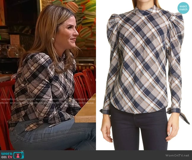 Veronica Beard Isabel Plaid Top worn by Jenna Bush Hager on Today