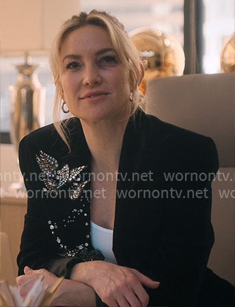 Isla's black embellished blazer on Running Point