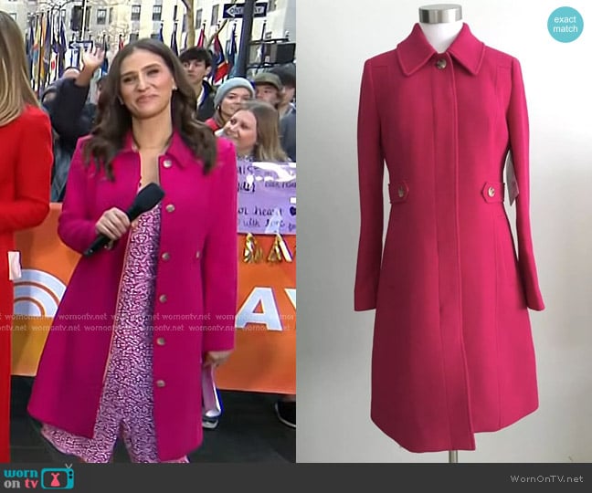 J. Crew Lady Day Italian Double Cloth Wool Coat worn by Angie Lassman on Today