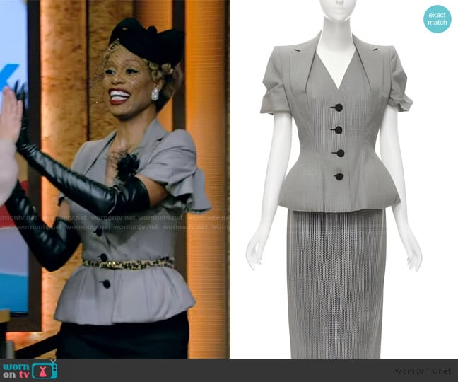 John Galliano 1995 Houndstooth Jacket worn by Laverne Cox on Live with Kelly and Mark