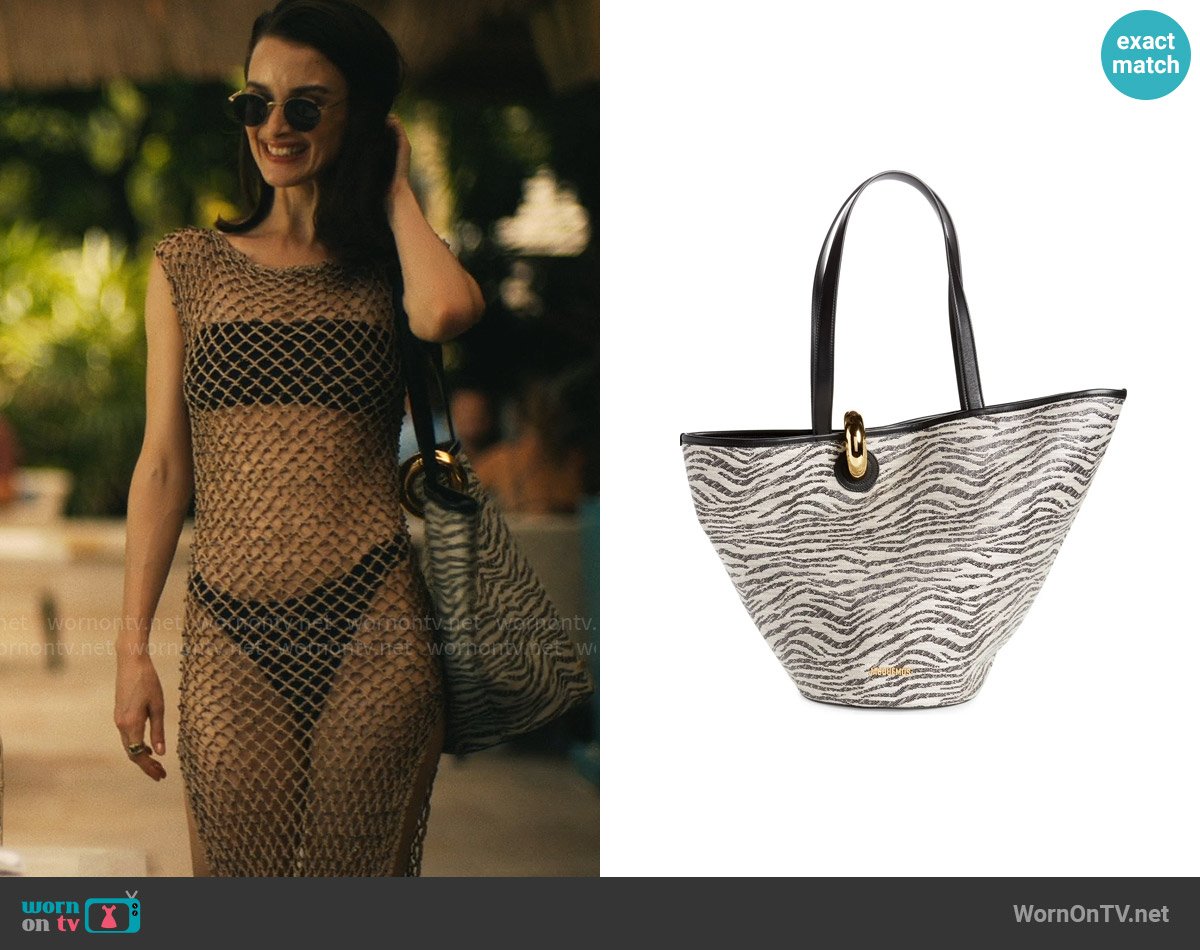 Jacquemus Le Bambola Zebra Print Tote worn by Chloe (Charlotte Le Bon) on The White Lotus