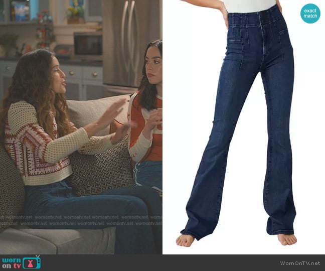 We The Free Jayde Flare Jeans in Night Sky worn by CeCe Matney (Harlan Drum) on Sweet Magnolias