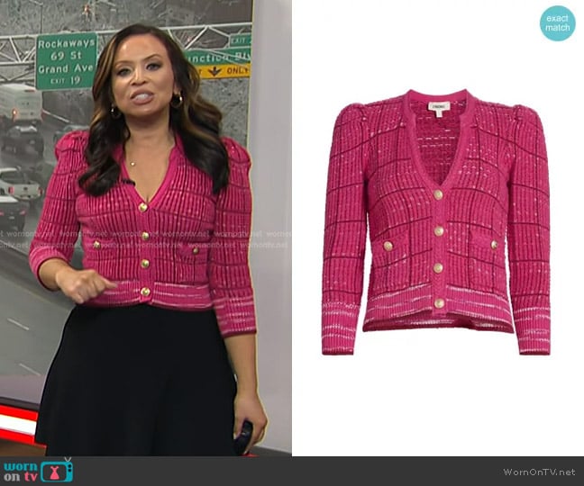 L'Agence Jenni Cardigan in Pink Multi worn by Adelle Caballero on Today