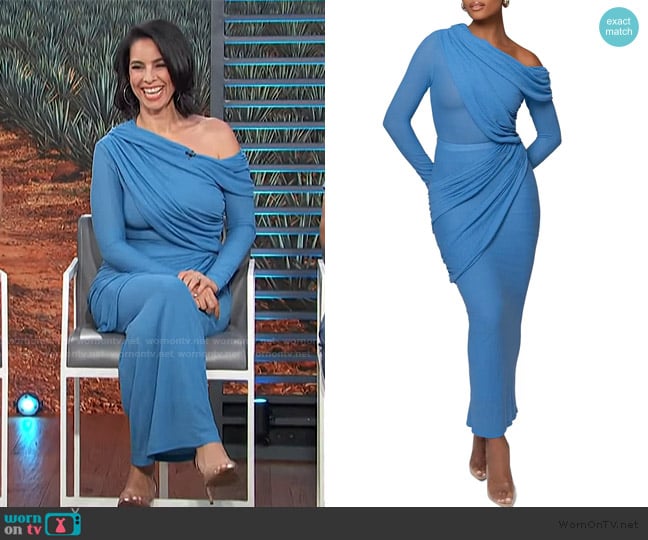 Marta Mendez Cross’s blue skirt on Access Hollywood