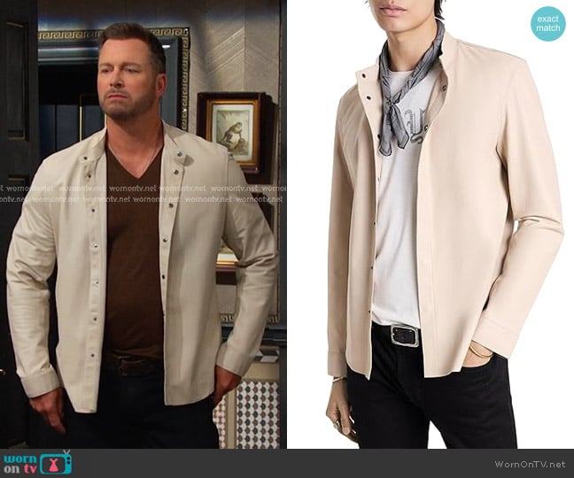 John Varvatos Bernard Shirt Jacket in Hay worn by Brady Black (Eric Martsolf) on Days of our Lives