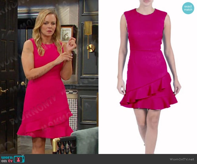 Julia Jordan Double Flounce Sleeveless Dress in Deep Pink worn by Belle Brady (Martha Madison) on Days of our Lives