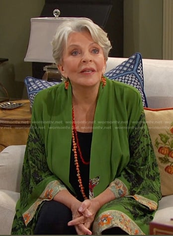 Julie's green butterfly print kimono jacket on Days of our Lives