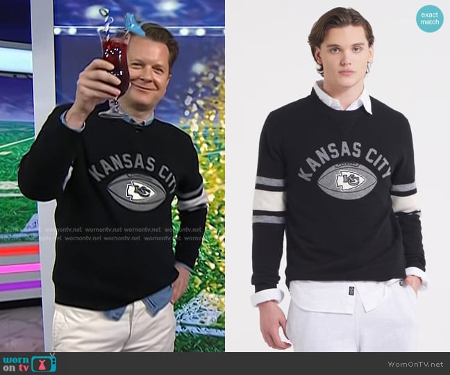 Kansas City Chiefs x Todd Snyder Cashmere Crew Sweater worn by Nathan Turner on Today