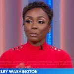 Kemberley Washington’s red pleated dress on Good Morning America