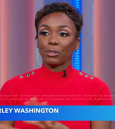 Kemberley Washington's red pleated dress on Good Morning America