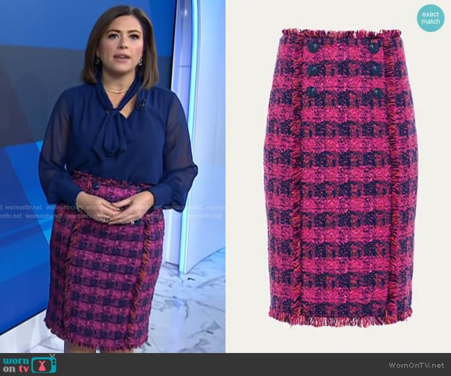 L'Agence Kitty Tweed Pencil Skirt worn by Chloe Melas on Today