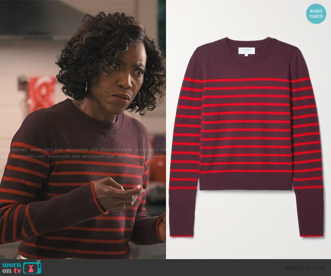 La Ligne Lean Lines striped cashmere sweater worn by Helen Decatur (Heather Headley) on Sweet Magnolias