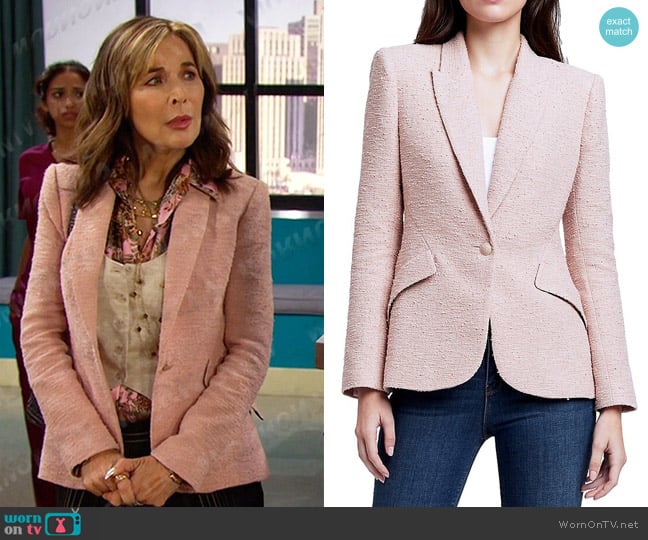 L'Agence Chamberlain Blazer in Soft Pink worn by Kate Roberts (Lauren Koslow) on Days of our Lives