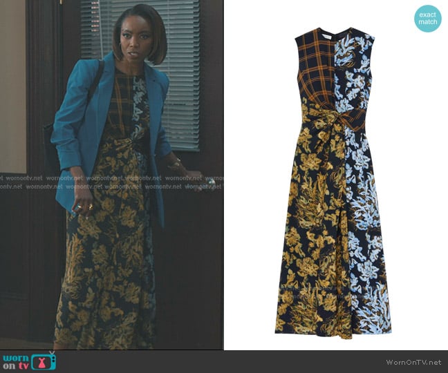 Lafayette 148 NY Mixed Print Twist Waist Sleeveless Midi Dress worn by Helen Decatur (Heather Headley) on Sweet Magnolias