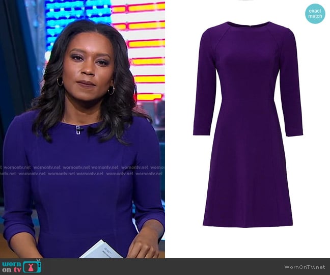 Lauren Ralph Lauren Three Quarter Sleeve Dress in Purple worn by Rachel Scott on Good Morning America