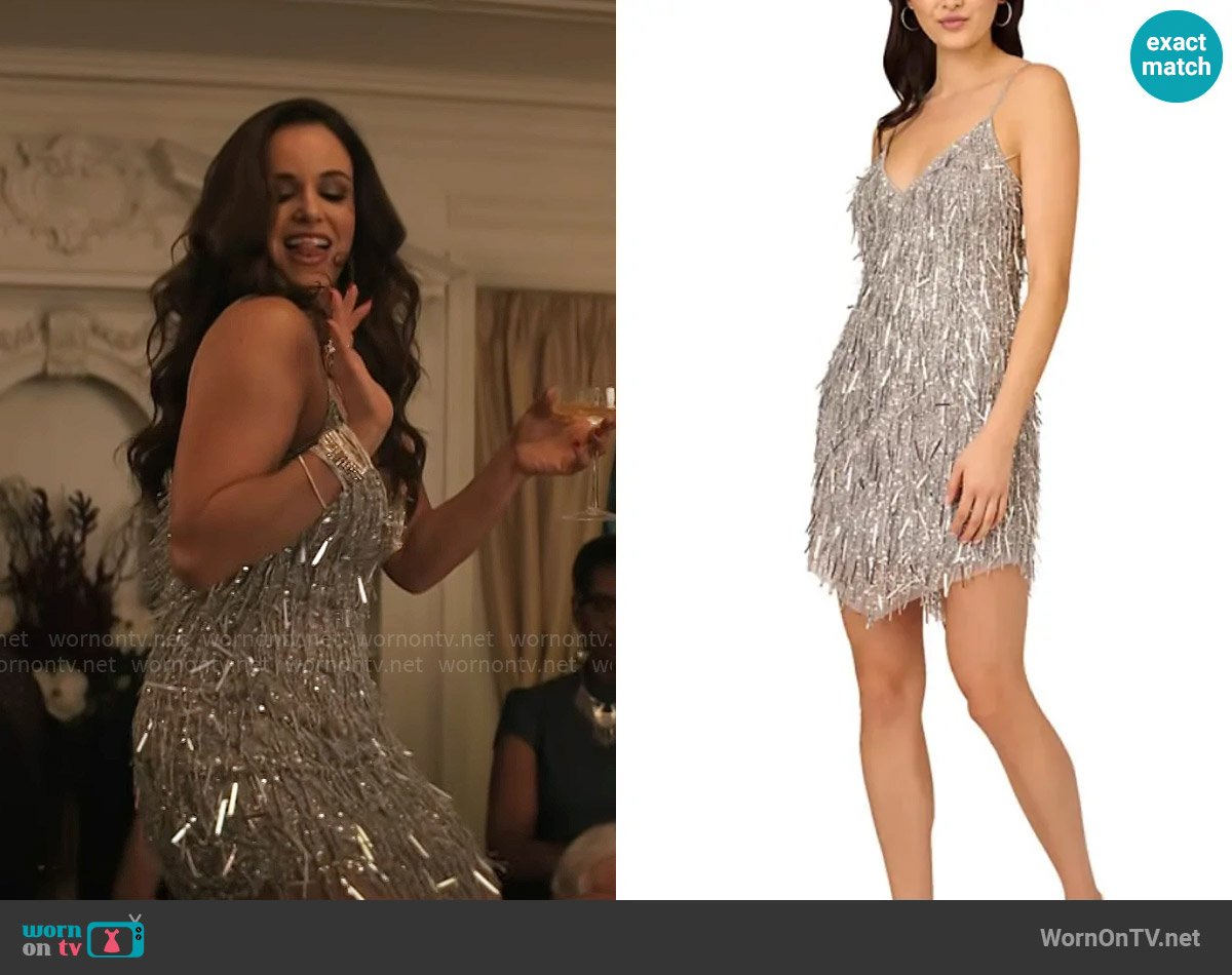 Liv Foster Embellished V Hem Dress worn by Birdie (Melissa Fumero) on Grosse Pointe Garden Society