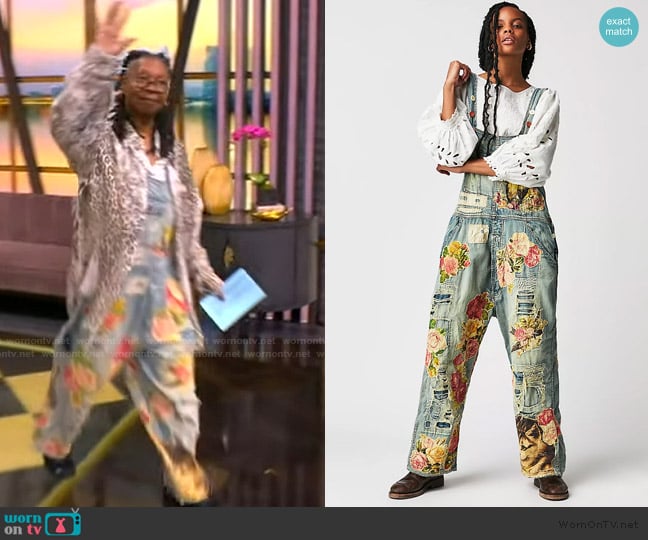 Magnolia Pearl Rose Embroidered Overalls worn by Whoopi Goldberg on The View