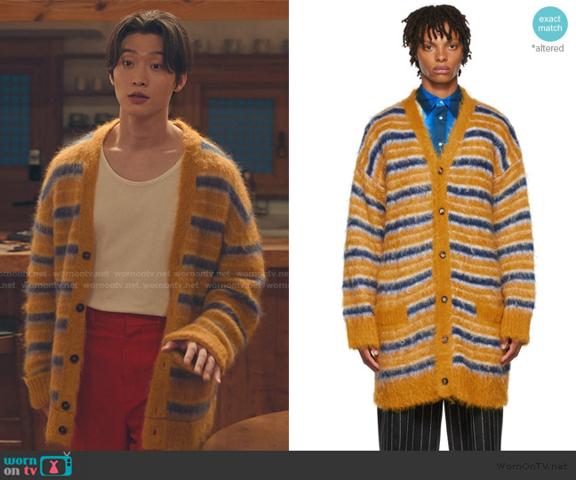 Marni Yellow Mohair Cardigan worn by Min Ho Moon (Sang Heon Lee) on XO Kitty