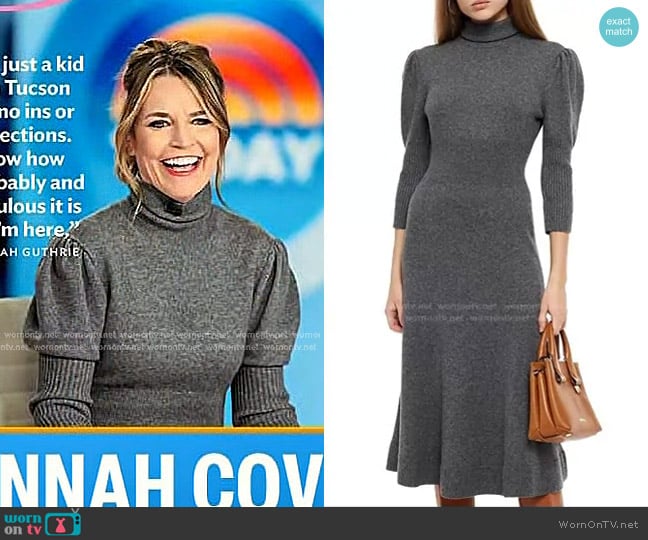 Michael Kors Mélange Cashmere-Blend Turtleneck Midi Dress worn by Savannah Guthrie on Today