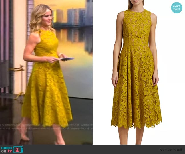 Michael Kors Large Floral Lace Sleeveless Midi Dress worn by Sara Haines on The View