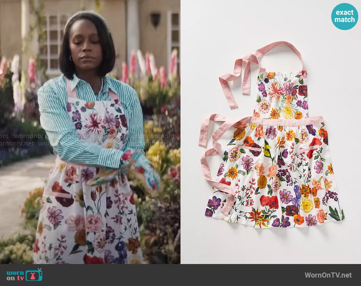 Nathalie Lete at Anthropologie Helena Apron worn by Catherine (Aja Naomi King) on Grosse Pointe Garden Society