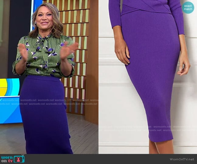 New York & Company Adelle Sweater Skirt - Eva Mendes Collection worn by Ginger Zee on Good Morning America