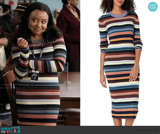 PS Paul Smith Stripe Knit Dress worn by Janine Teagues (Quinta Brunson) on Abbott Elementary