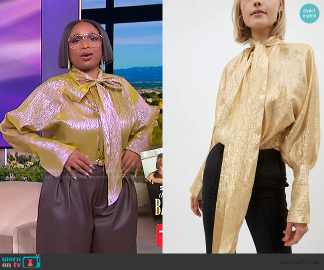 Petar Petrov Brook Gold Blouse worn by Jennifer Hudson on The Jennifer Hudson Show