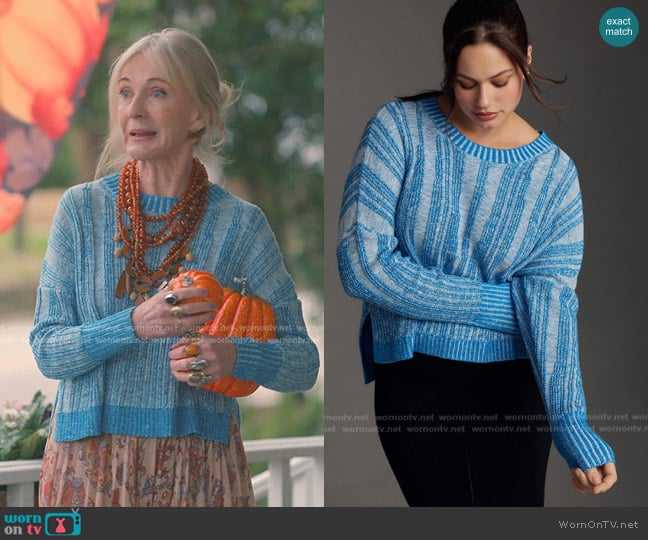 Pilcro Textured High-Low Pullover Sweater worn by Paula Vreeland (Caroline Lagerfelt) on Sweet Magnolias