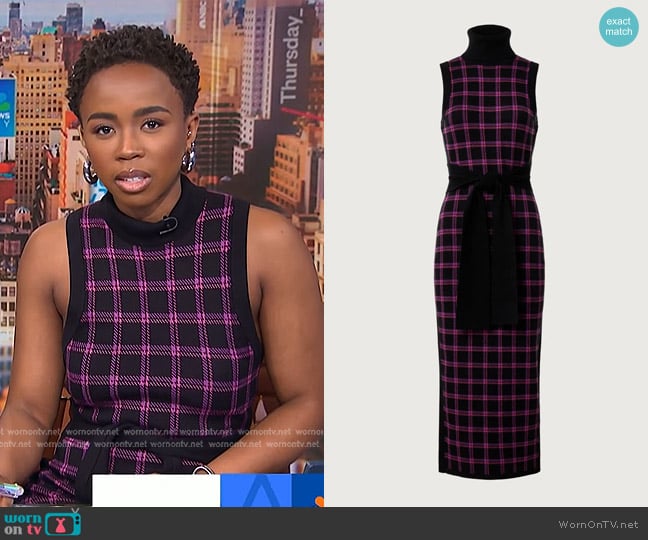 Toccin x RTR Plaid Knit Midi Dress worn by Zinhle Essamuah on NBC News Daily