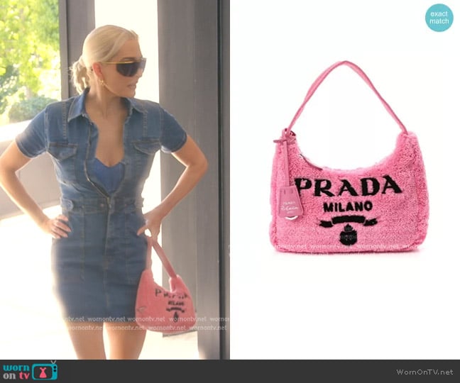 Prada Shearling Mini Re-Edition 2000 Bag worn by Erika Jayne on The Real Housewives of Beverly Hills