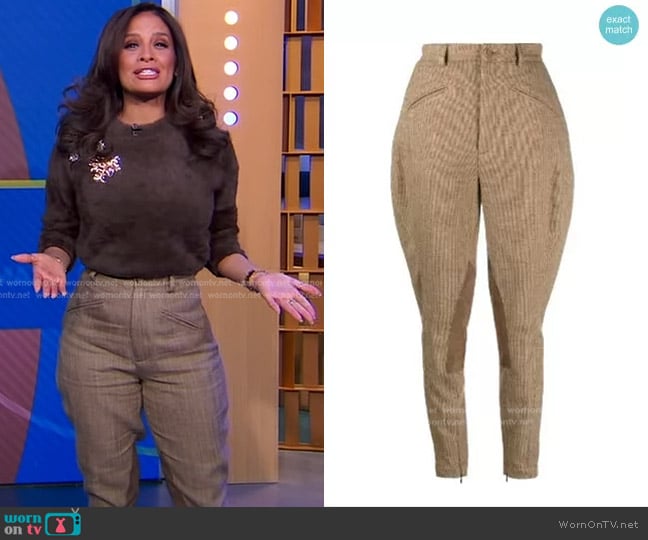 Ralph Lauren Collection Owens Tweed Slim-Fit Trousers worn by Rocsi Diaz on Good Morning America