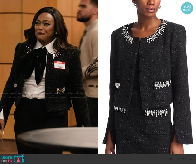 Crystal’s black embellished jacket on Abbott Elementary