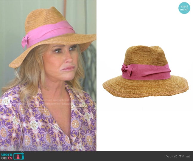 Lola Hats Rise n' Shine Straw Hat in Pink worn by Kathy Hilton on The Real Housewives of Beverly Hills