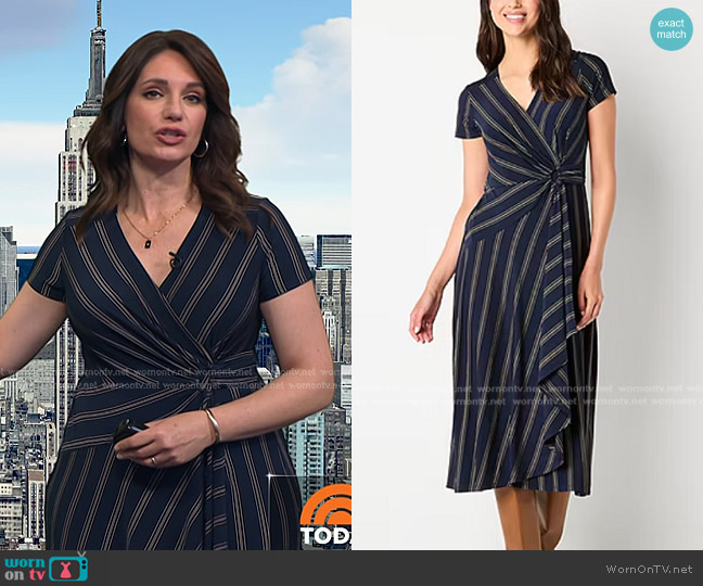 Robbie Bee Short Sleeve Striped Fit + Flare Dress worn by Maria Larosa on Today