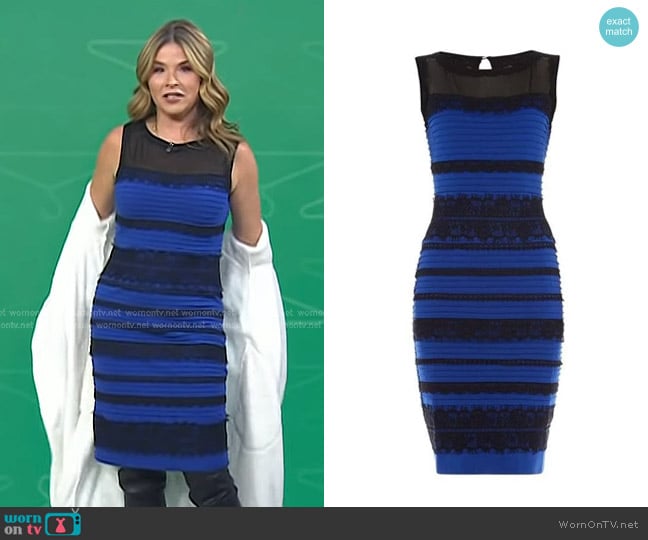 Roman Originals Lace Detail Bodycon Dress in Royal Blue worn by Jenna Bush Hager on Today