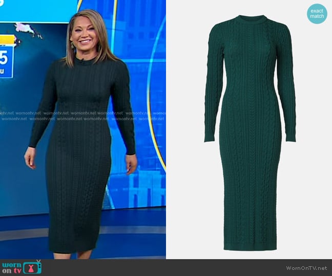 Ronny Kobo x RTR Cut Out Back Midi Sweater Dress worn by Ginger Zee on Good Morning America