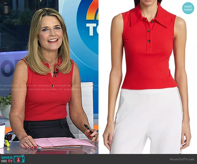 Rosetta Getty Sleeveless Polo Top worn by Savannah Guthrie on Today